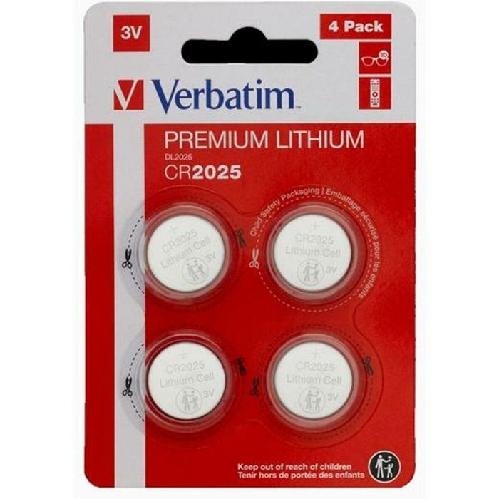 Pilas de Botón de Litio Verbatim 3 V CR2025 4 Piezas (20 Unidades) 1 Pilas de Botón de Litio Verbatim 3 V CR2025 4 Piezas (20 Unidades) 1
