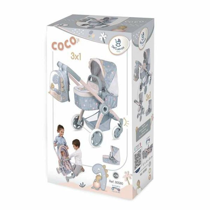 Decuevas Coche de muñeca 3x1 Plegable Coco con Mochila para muñecas hasta 48 cm 41x62x70 cm 1