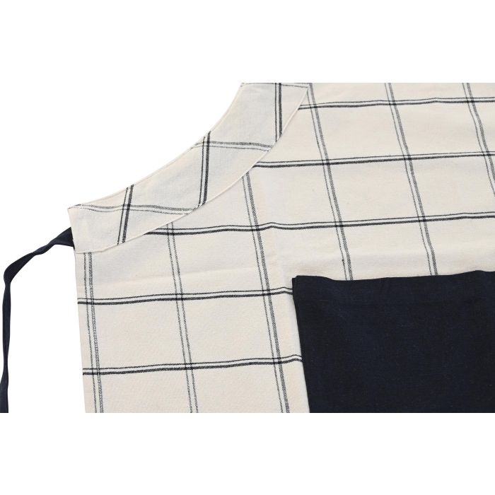 DKD Home Decor Delantal Básicos Algodón Poliéster Set de 2 Azul, Beige, Negro con Cuadros 85x70 cm 2