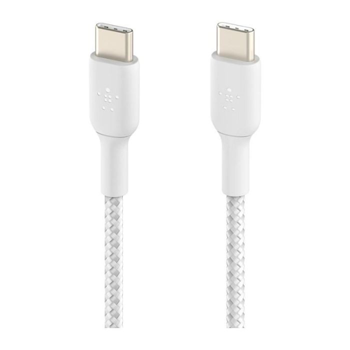 Belkin CAB004BT1MWH Cable Trenzado USB-C a USB-C 1m Blanco, Carga Rápida y Transferencia de Datos 3