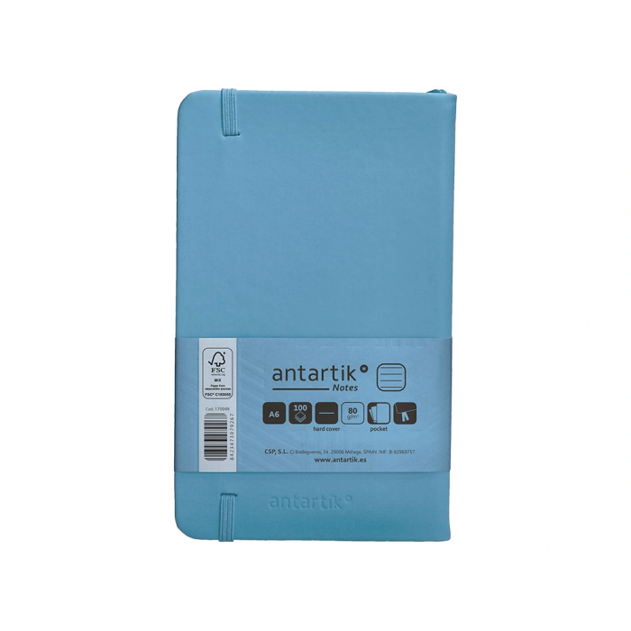 Antartik Cuaderno A6 Tapa Dura Hojas Rayadas Azul Claro 100 Hojas 80gr FSC 2