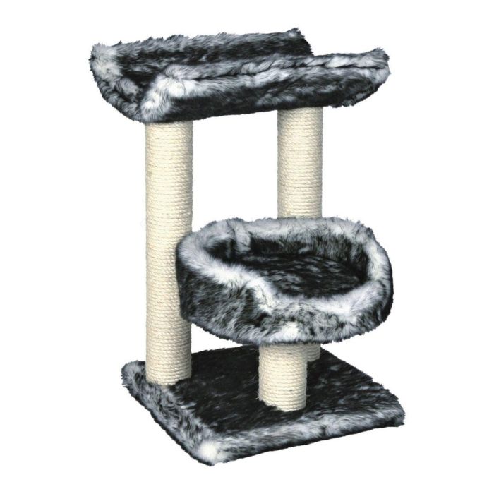 TRIXIE Isaba Cat tree Altura 62 cm felpa blanco y negro y sisal natural 8