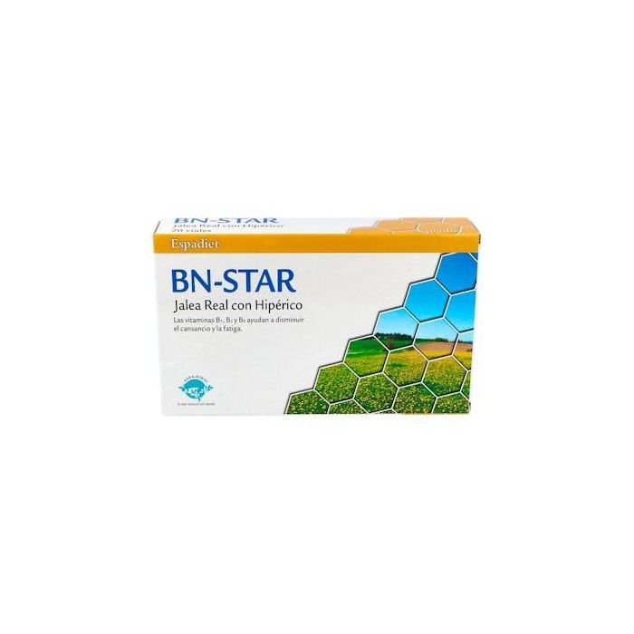 ESPADIET Jalea Real + Hipérico Bn-Star 20 Ampollas: Vitamina C, B1, B2, B6. Reduce Cansancio y Apoya el Ánimo.