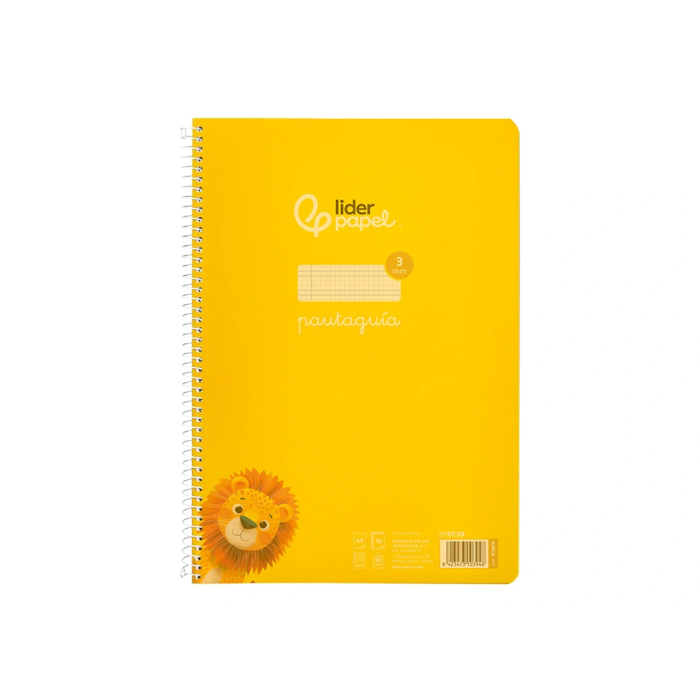 Liderpapel Cuaderno Espiral A4 Pautaguía Tapa Plástico 80 Hojas 90gr Cuadro Pautado 3mm Con Margen Color Amarillo 1