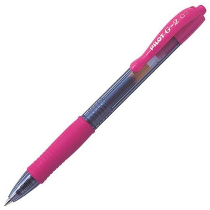 Boligrafo Pilot G-2 Rosa Tinta Gel Retractil Sujecion De Caucho 12 unidades