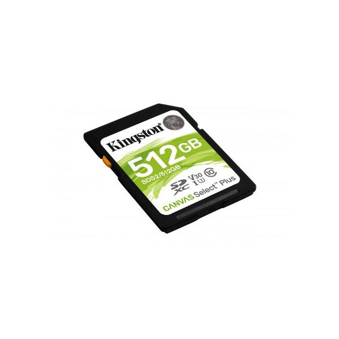 Kingston Canvas Select Plus SDS2/512GB Memoria Flash SDXC 512 GB Clase 10 UHS-I V30, Resistente al Agua, Calidad Cinematográfica 4K 1 Kingston Canvas Select Plus SDS2/512GB Memoria Flash SDXC 512 GB Clase 10 UHS-I V30, Resistente al Agua, Calidad Cinematográfica 4K 1