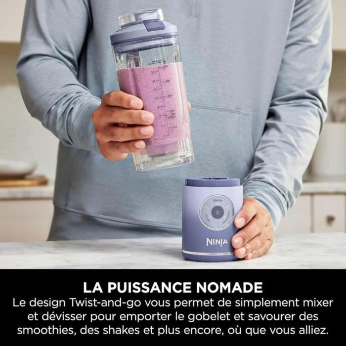 Ninja BC251EULD Licuadora portátil Blast Max, 530 ml, batería 2h, inalámbrica, sin BPA, lavanda 4