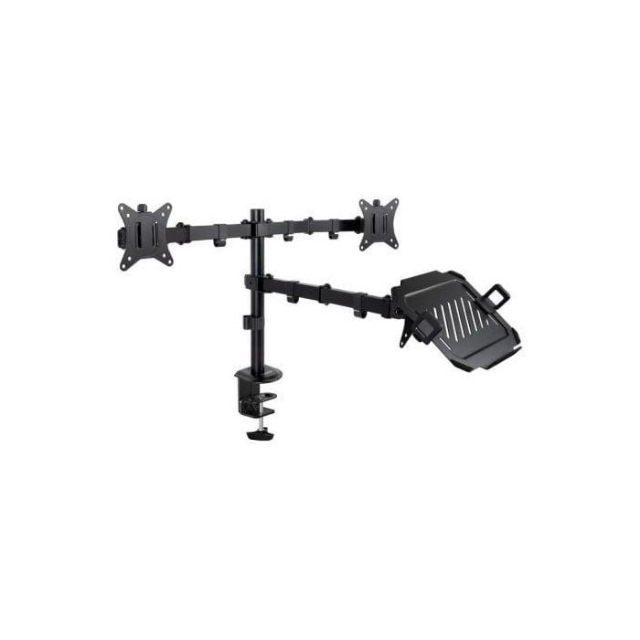 Soporte de Mesa para 2 Monitores y 1 Portátil TooQ DB1202TN-B/ Giratorio/ Inclinable/ hasta 9kg Soporte de Mesa para 2 Monitores y 1 Portátil TooQ DB1202TN-B/ Giratorio/ Inclinable/ hasta 9kg