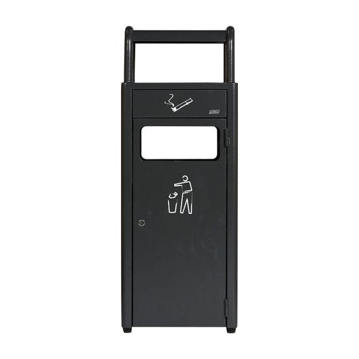 PROBBAX - AT-1271-DGRY - Cenicero de suelo para exterior con papelera - 33 x 28 x 89,5 cm - Cenicero 2,3L y papelera 20L - Gris oscuro 2
