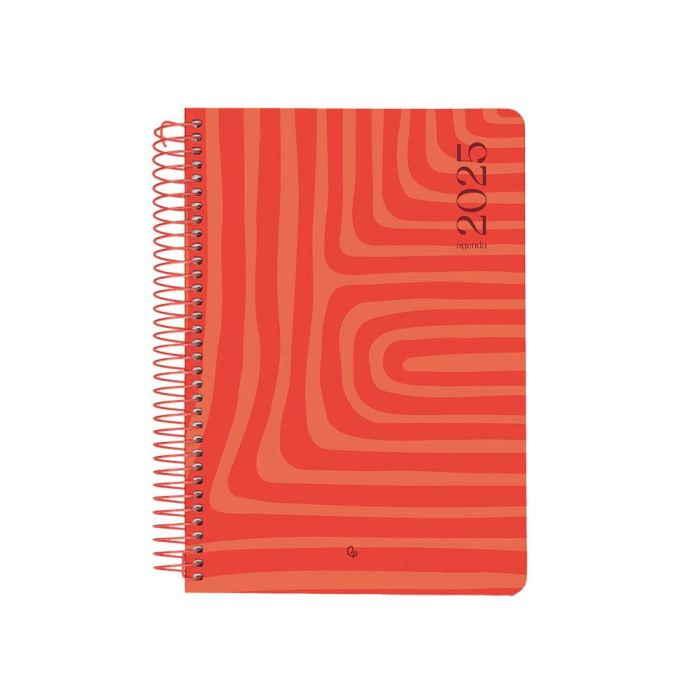 Agenda Espiral Liderpapel Syros A5 2025 Dia Pagina Color Rojo Papel 60 gr Catalan 1