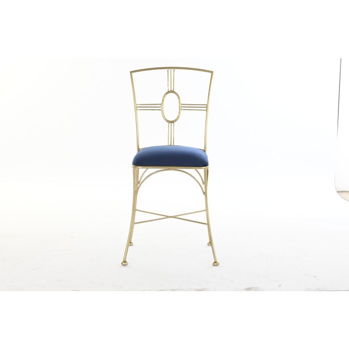 DKD Home Decor Silla Dorado y Azul de Latón y Poliéster, 42x88.5x45 cm, Altura Asiento 53 cm 4 DKD Home Decor Silla Dorado y Azul de Latón y Poliéster, 42x88.5x45 cm, Altura Asiento 53 cm 4