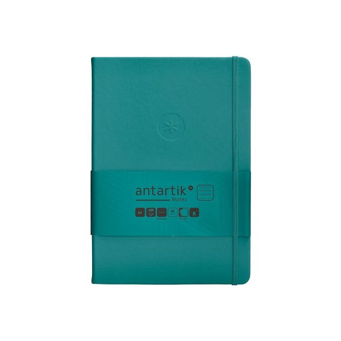 Cuaderno Con Gomilla Antartik Notes Tapa Dura A5 Hojas Rayas Verde Aguamarina 100 Hojas 80 gr Fsc 1