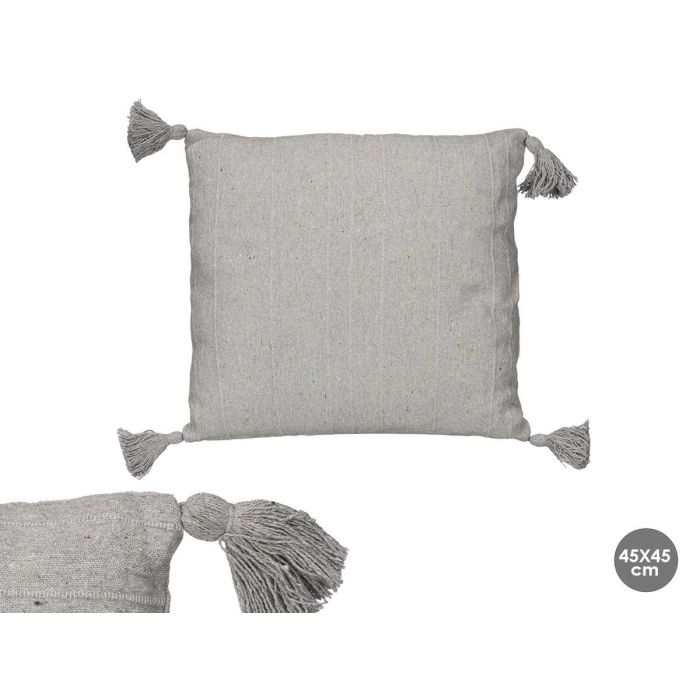 Giftdecor Cojín Rayas Relieve Gris 45x45 cm - Exterior 100% Algodón, Relleno Poliéster (8 Unidades)