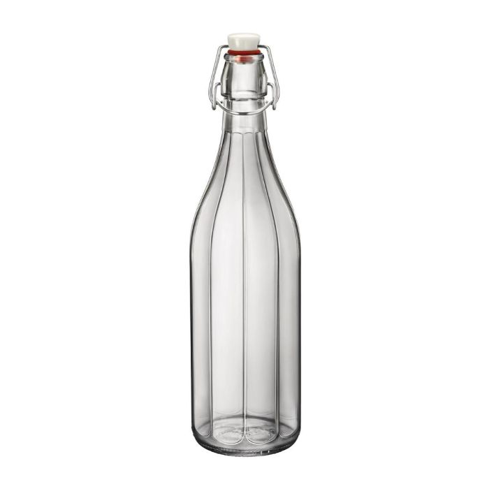 Bormioli Rocco Botella de Vidrio Oxford 1 Litro - Set 6 Unidades. Apto Lavavajillas y Frigorífico. Fabricada en Italia.