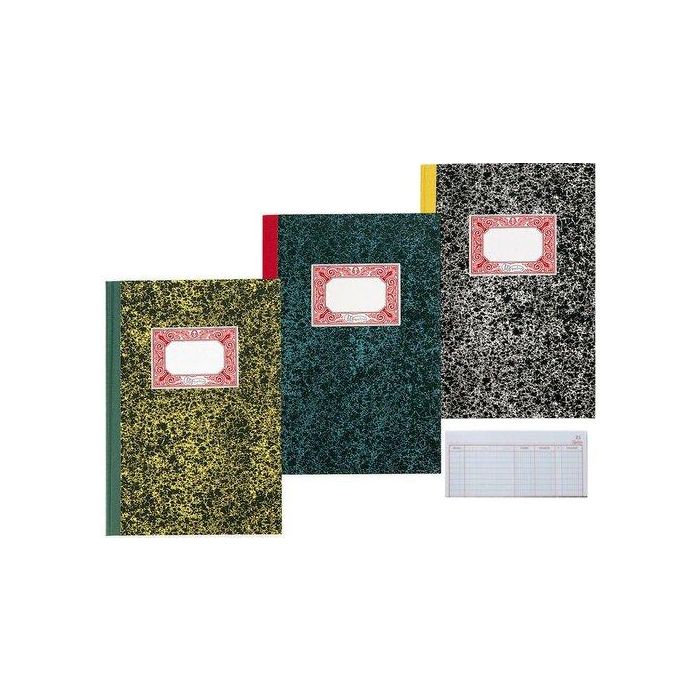 Miquelrius 3016 Libro de Cuentas Corrientes Folio 100 Hojas 70g/m² Tapa Dura Jaspeada y Lomo de Tela