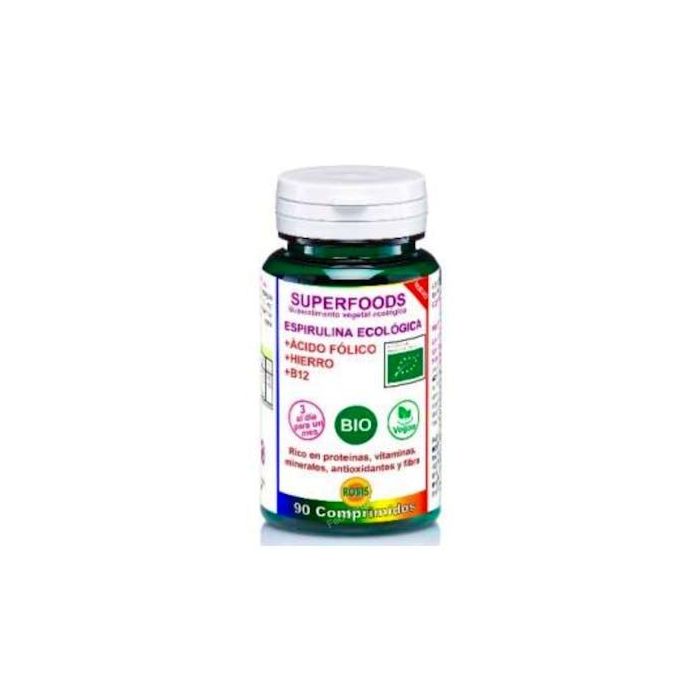 ROBIS Espirulina + Ácido Fólico Superalimentos Bio, 90 comprimidos. Apto para veganos y vegetarianos.