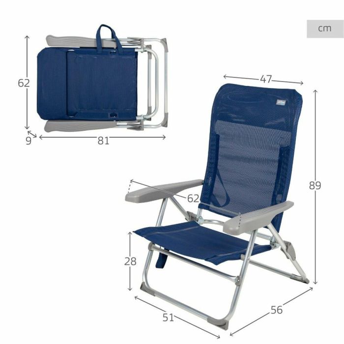 Silla plegable slim aluminio 6 posiciones con asas 47x56x89cm 2 Silla plegable slim aluminio 6 posiciones con asas 47x56x89cm 2