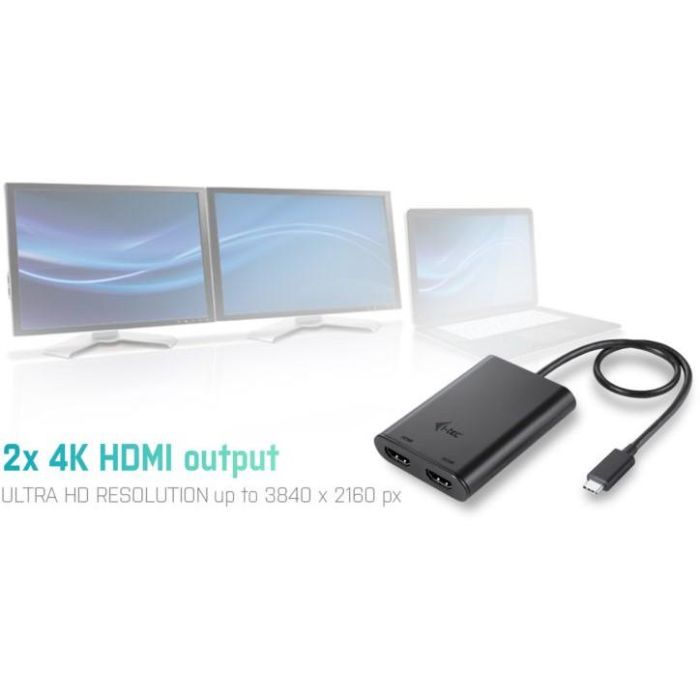 Adaptador DisplayPort a HDMI i-Tec C31DUAL4KHDMI Negro 4K Ultra HD 4
