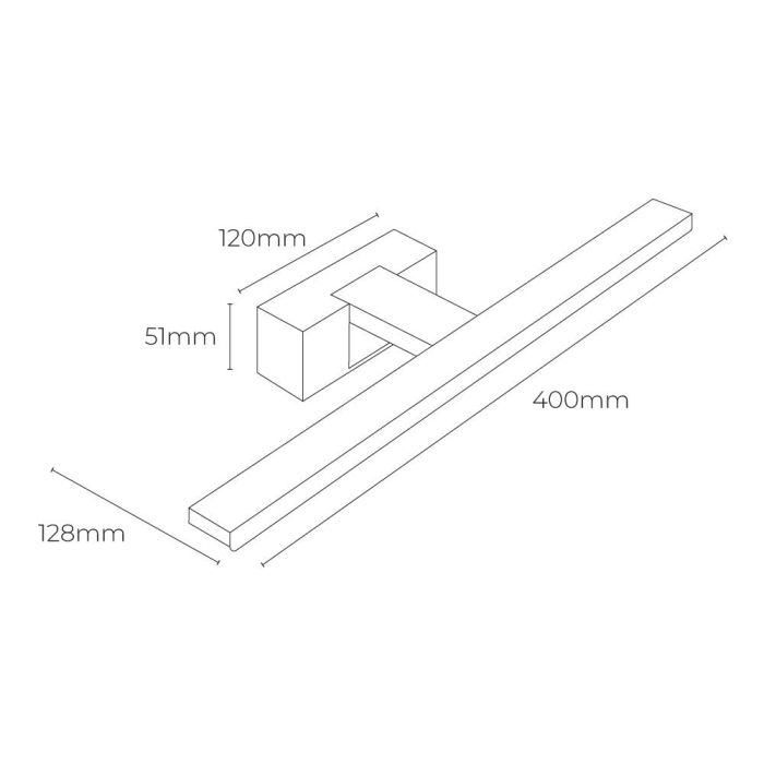 Lámpara led de pared y espejo 8w 800lm 4.000k luz día 40x12,8x5,10cm edm 2