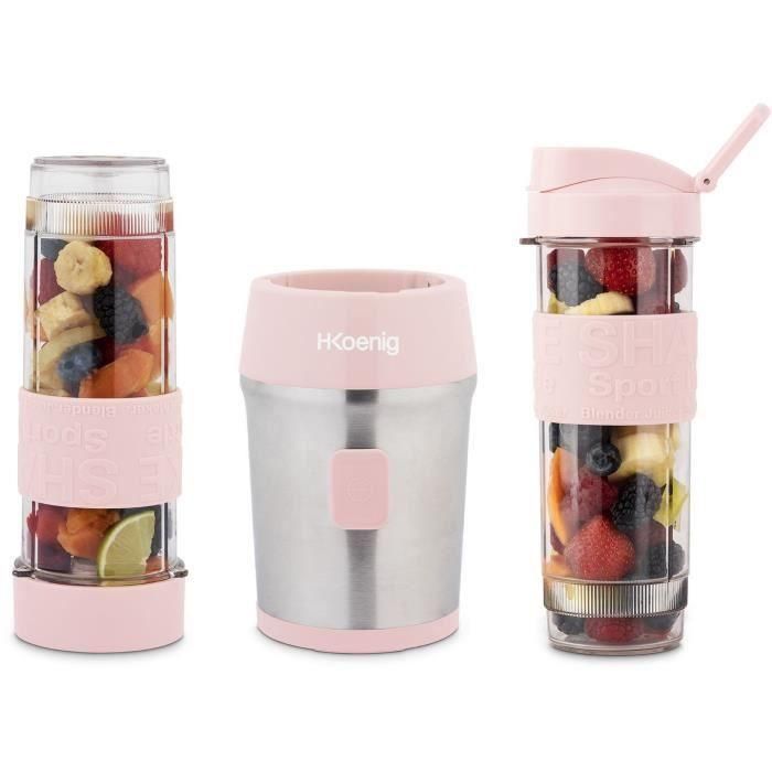 Mini batidora - SMOO12 - 300 W - 570 mL - Rosa pastel - 2 botellas de agua incluidas 3 Mini batidora - SMOO12 - 300 W - 570 mL - Rosa pastel - 2 botellas de agua incluidas 3