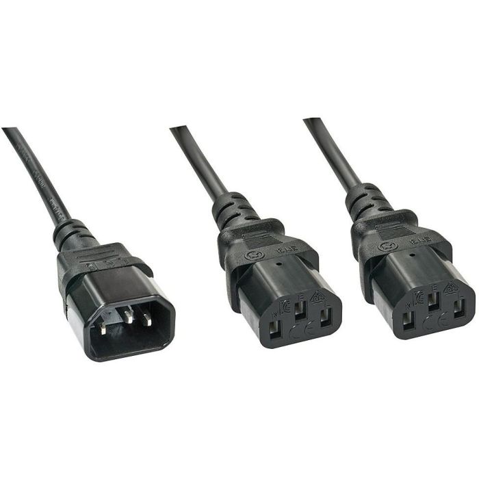 Lindy Cable Divisor de Corriente IEC C14 a 2x C13 1m para PC, Impresoras, Monitores, Audio y Amplificadores
