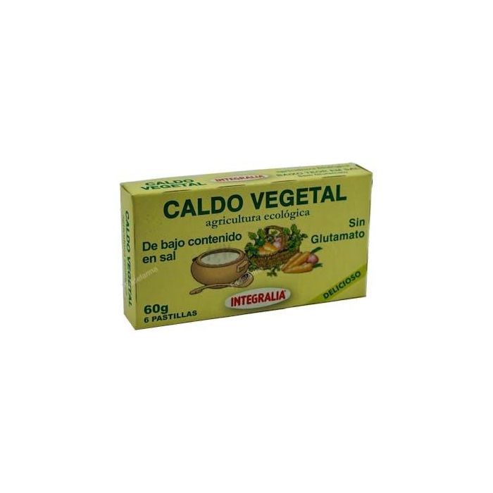 INTEGRALIA Caldo Vegetal Ecológico en Pastillas Bajo en Sal para Arroces, Pastas, Legumbres, Potajes, Salsas - 6 Pastillas