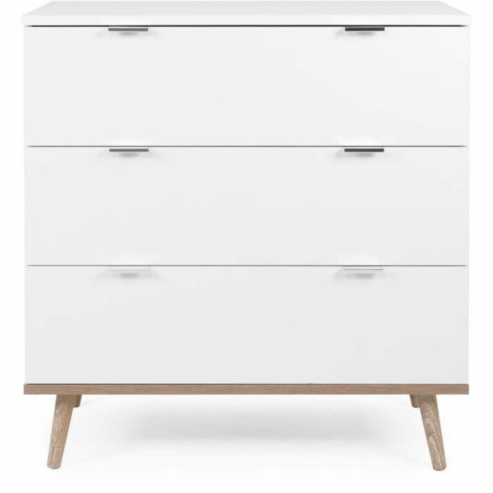 Göteborg Cofras de cajones 3 cajones, decoración roble Sonoma blanco, estilo escandinavo - L 79.8 x D 40 x H 86.5 cm GOTEBORG003034 4
