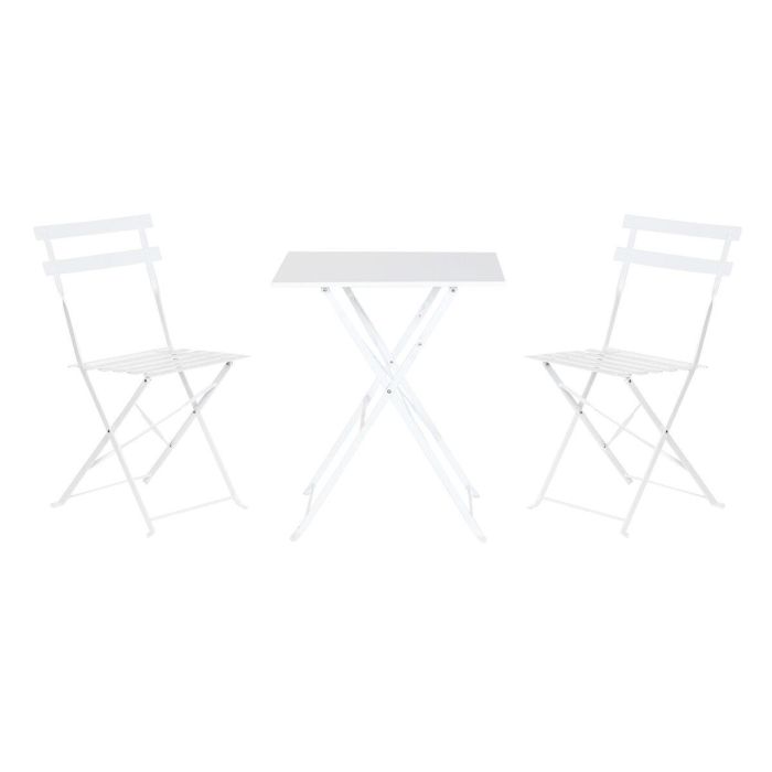 Conjunto de Mesa con 2 Sillas Home ESPRIT Blanco 60 x 60 x 71 cm 1 Conjunto de Mesa con 2 Sillas Home ESPRIT Blanco 60 x 60 x 71 cm 1