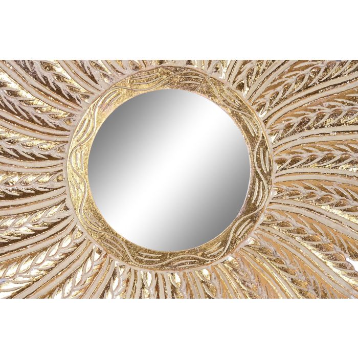 DKD Home Decor Espejo Indio Dorado Mango Cristal 90 x 90 x 3 cm 1