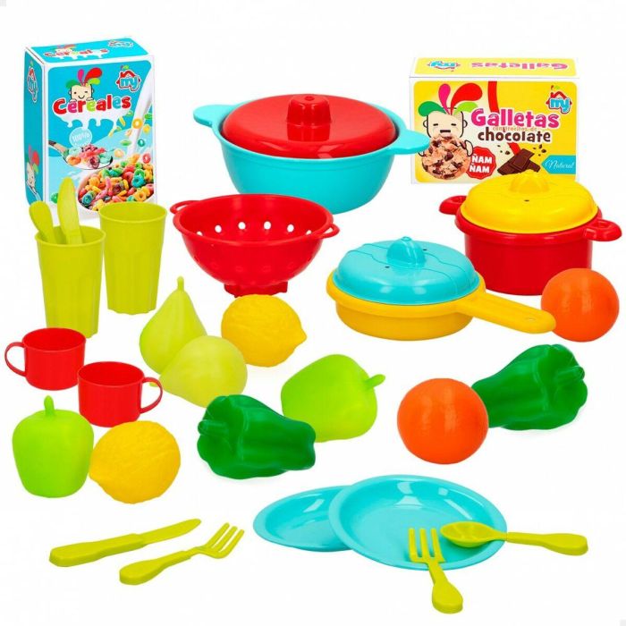 Set de Alimentos de Juguete Colorbaby Menaje y utensilios de cocina 31 Piezas (6 Unidades) 6