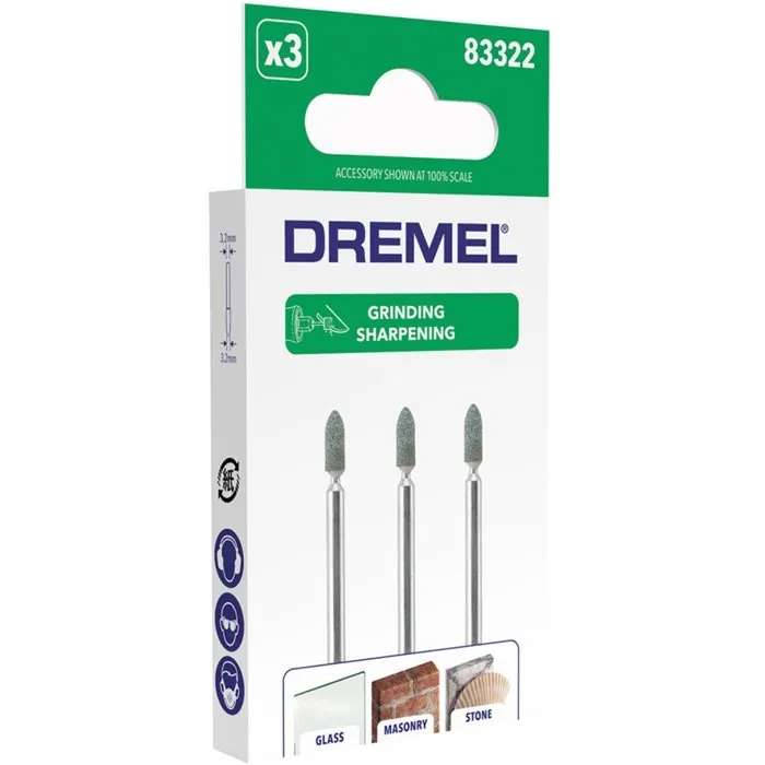 Dremel Juego de 3 Muelas para Rectificar con Cono de Carburo de Silicio ø3,2mm con Extremo Redondo para Piedra, Vidrio, Cerámica y Metales 1 Dremel Juego de 3 Muelas para Rectificar con Cono de Carburo de Silicio ø3,2mm con Extremo Redondo para Piedra, Vidrio, Cerámica y Metales 1