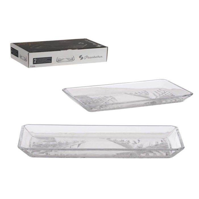 Pasabahce Set 2 Bandejas Madlen Crystalline Vidrio Transparente 22x12 cm (Set de 6)