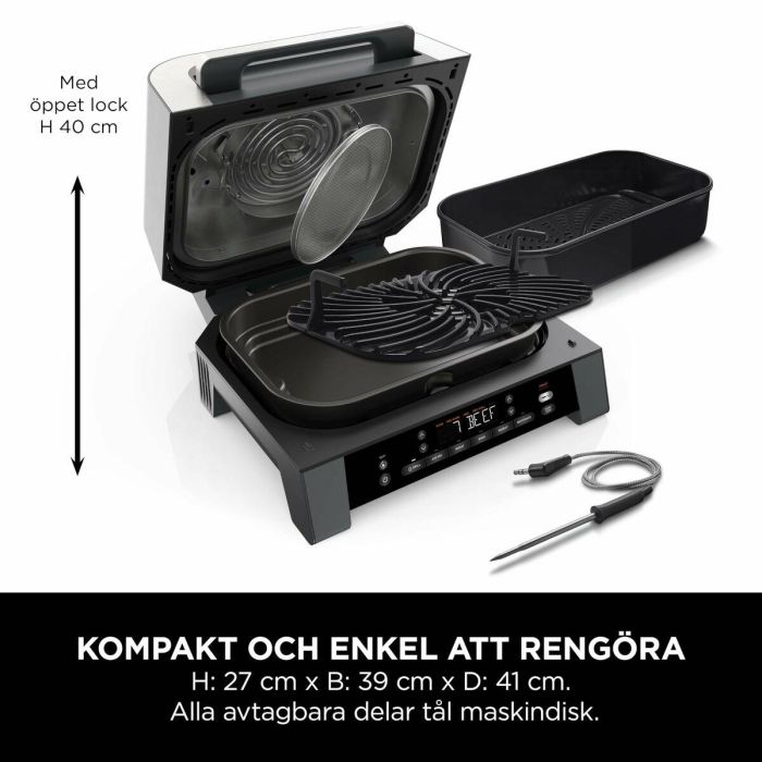 Ninja Parrilla y Freidora sin Aceite MAX 6 en 1 DG551EU 1760 W Gris 6 Modos de Cocción 7