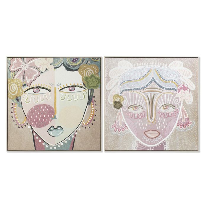 Cuadro Boho DKD Home Decor Multicolor Rosa 4.5 x 103 x 103 cm (2 Unidades) Cuadro Boho DKD Home Decor Multicolor Rosa 4.5 x 103 x 103 cm (2 Unidades)
