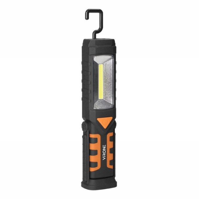ORNO Linterna LED Recargable COB 3W + 1W con Gancho, 1200mAh y Función Powerbank