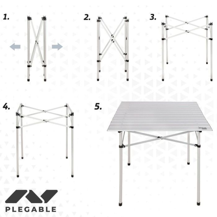 Mesa Plegable Aktive Plateado Aluminio 70 x 70 x 70 cm (4 Unidades) 2