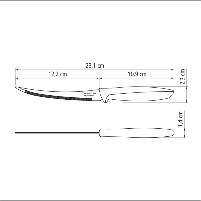 Tramontina Cuchillo para Tomates Plenus Negro 12.2 cm Acero Inoxidable Mango Polipropileno Resistente y Duradero 3