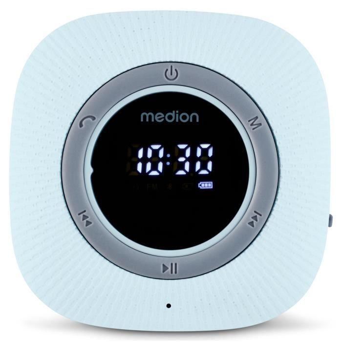Medion MED4061275227659 Radio de Ducha FM Bluetooth IPX6 con Soporte de Ventosa – Azul
