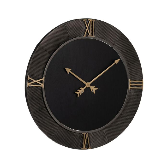 Reloj de Pared Negro Dorado Hierro Madera MDF 80 x 2,5 x 80 cm 4