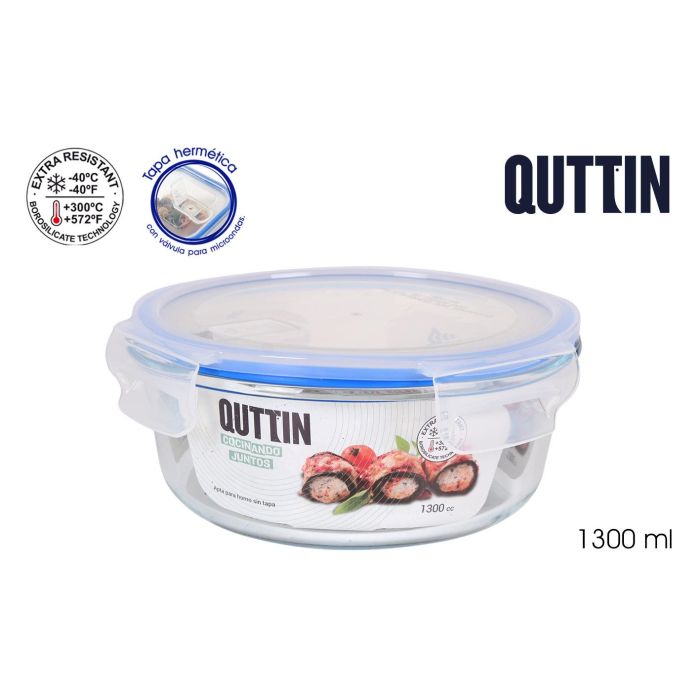 Quttin Fiambrera Hermética 1.3L, 20.5 cm, Ideal para Almacenar Alimentos (6 Unidades)
