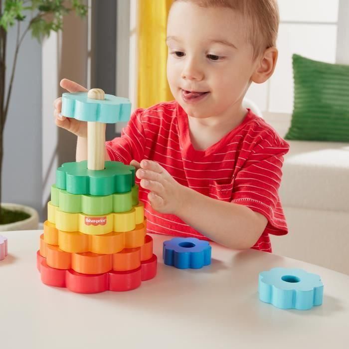 Fisher-Price Pirámide de Aros Apilable de Madera para Bebés +6 Meses 3