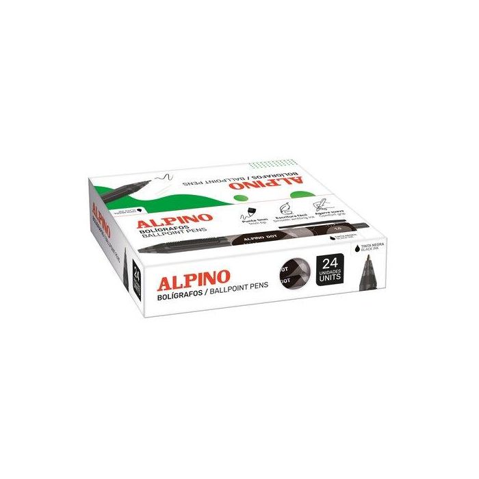 Boligrafo Alpino Dot Unicolor 1Mm Negro Caja De 24 (Set de 6)