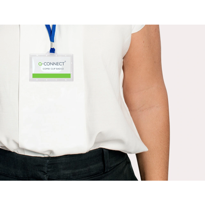 Q-connect Identificador kf17112 con Cordón Plano Azul y Apertura Lateral, 94x60 mm 6