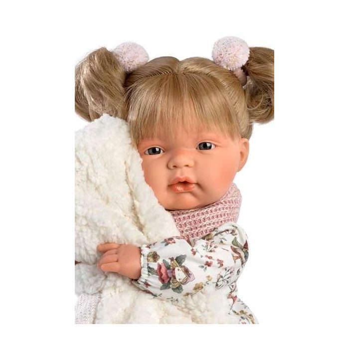 Muñeca Joelle llorona con chupete, vestido hadas, chaleco blanco y bufanda 38 cm 5