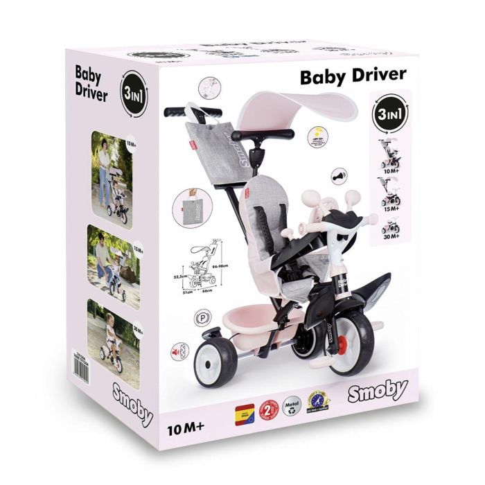 Smoby SMO741504 Triciclo Baby Driver Rosa 2 Smoby SMO741504 Triciclo Baby Driver Rosa 2