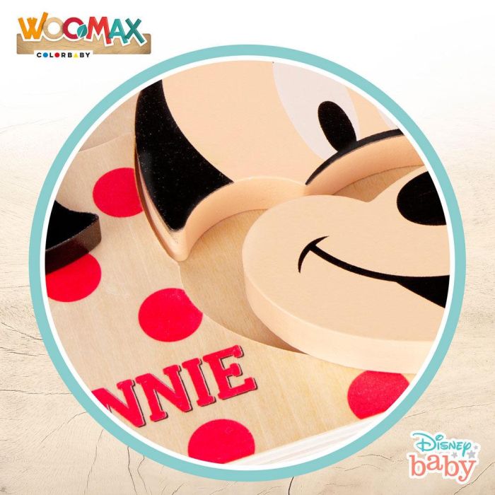 WOOMAX Puzzle madera Minnie Disney 22x20cm 6 piezas para +12 meses 2