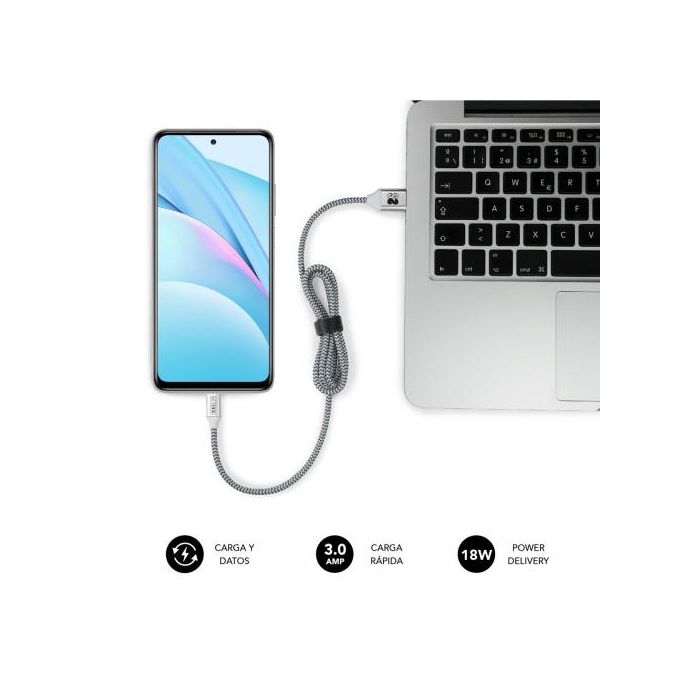 Subblim Pack 2 Cables Usb Tipo Usb-C A Usb-C 1 M Black/Silver 4