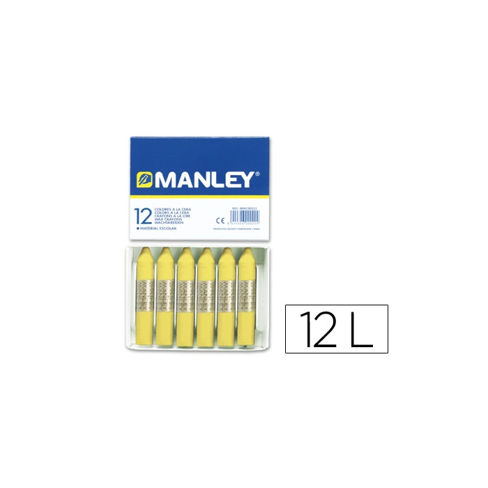 Manley Estuche De 12 Ceras Amarillo Claro 60 mm 0 Manley Estuche De 12 Ceras Amarillo Claro 60 mm 0