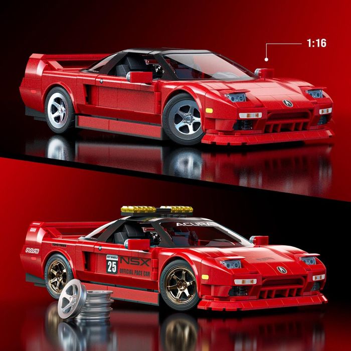 Mega Bloks Construcción Acura NSX 1990 Hot Wheels JFT17 Mega Modelo a Escala 1:16 con Piezas Adicionales y Detalles Realistas +10 Años 2