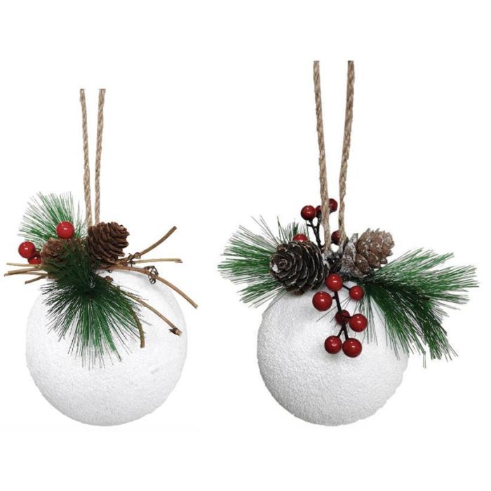 Bola Decoracion Navidad Tradicional DKD Home Decor Blanco Verde 8 x 13 x 12 cm (12 Unidades)